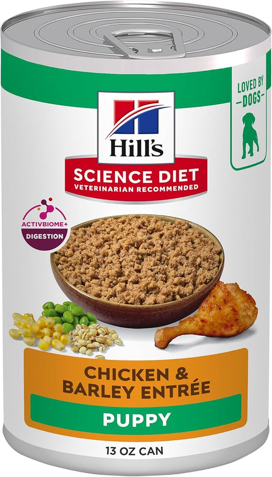 Hill's Science Diet Puppy, Puppy Premium Nutrition, Wet Dog Food, Chicken & Barley Loaf, 13 oz Can, Case of 12