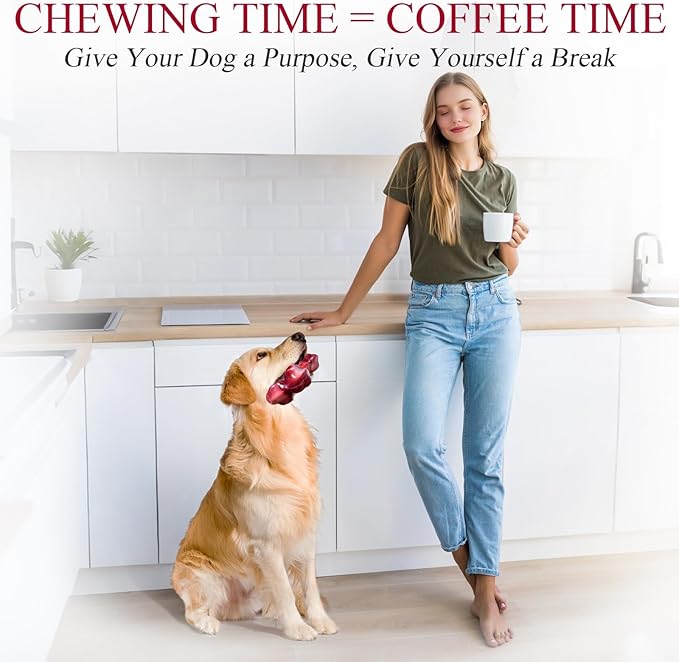 Apasiri 3-Pack Tough Dog Chew Toys for Aggressive Chewers, Beef-Flavored Dog Bones for Large Breed, 8" Nylon & Rubber Chew Toys Long-Lasting Play