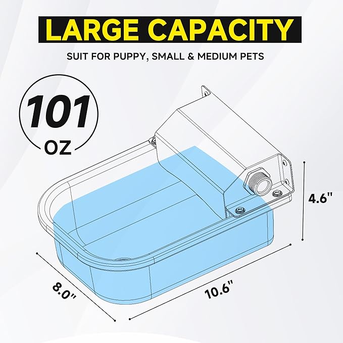 Automatic Water Dispenser for Dogs, 3L /101 oz 304 Stainless Steel Dog Water Feeder, Auto-Fill Large Waterer for Pets & Livestock, Outdoor Dog Water Bowl, Wide Mouth, Anti-tip, Easy to Clean