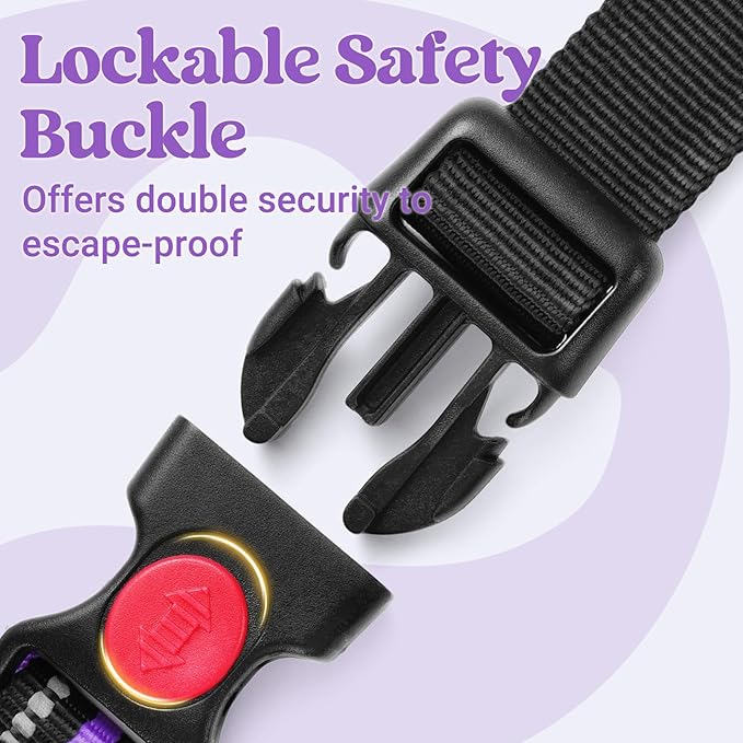 rabbitgoo Dog Harness Medium Sized, No Pull Pet Harness with Soft Padded Handle, Adjustable Reflective Vest with 3 Buckles, Easy Walking Harness with 2 Leash Clips, Purple, XL