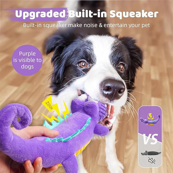 Tough Dog Toys Indestructible, Stuffed Chew Large Dog Toys to Keep Them Busy, Interactive Squeaky Tug of War Doggie Toy, Chew Guard Technology