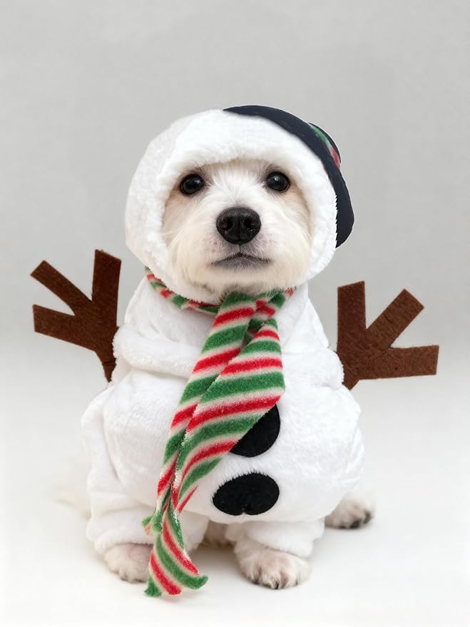 Pet Costume for Small Dogs Cats,Halloween Hoodies Winter Puppy Coat Outfits Funny Pajamas Clothes for Christmas Party,Snowman S