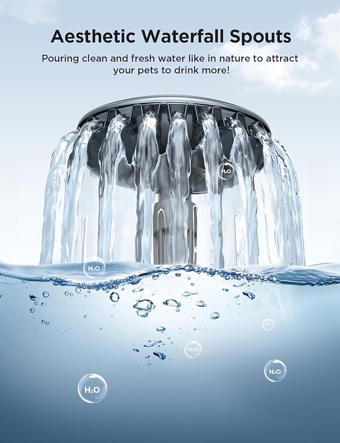 7L/1.8Gal Dog Water Fountain for Large Dog, FEELNEEDY Dog Water Bowl Dispenser Pet Water Fountain, Water Dispenser for Dogs with Ultra Quiet Pump for Multiple Pets with 3 Filters (FN-W05, Clear Blue)