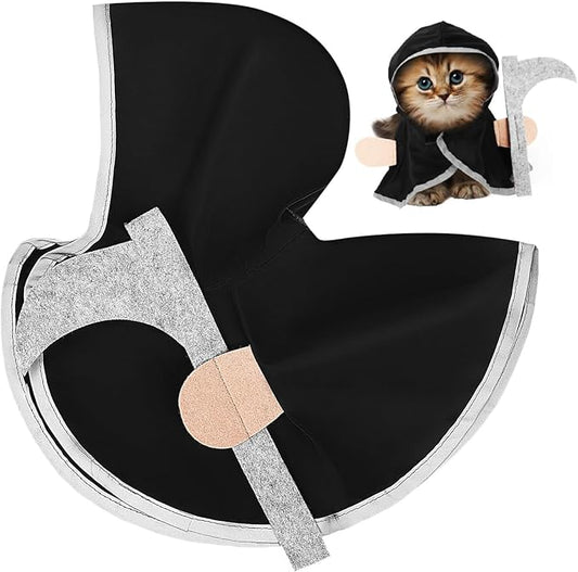 Halloween Pet Cosplay Cloak for Cats and Dogs, Lightweight Polyester Cape with Hat, Funny and Comfortable Costume for Halloween Parties