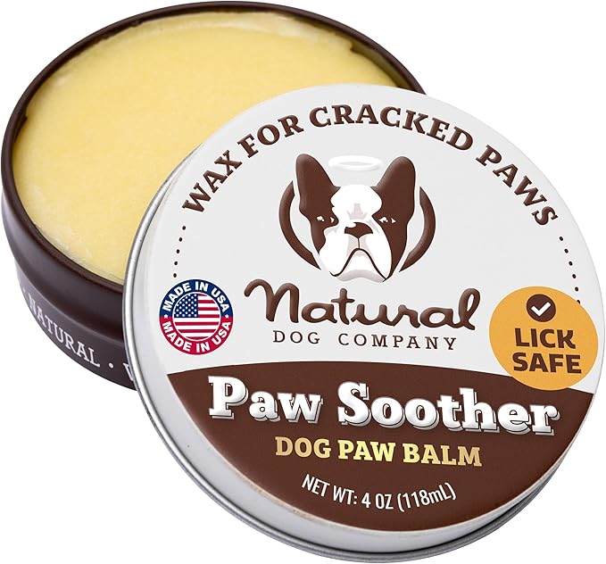 Natural Dog Company Paw Soother Balm & Wax 4 oz Tin – Restorative Paw Repair with Coconut Oil, Vitamin E & Calendula – Heals Dry, Cracked Paws, Lick-Safe, Extreme Weather Protection