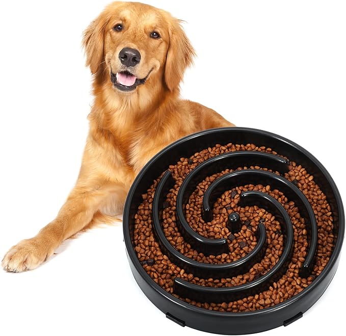 Slow Feeder Dog Bowls for Large Medium Dog Non Slip Maze Puzzle Bowl Pet Slower Food Feeding Dishes Interactive Bloat Stop Preventing Choking Healthy Dog Bowl, Black