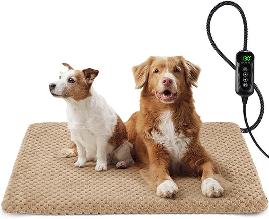 INVENHO Extra Large Pet Heating Pad, Adjustable Temperature Waterproof Dog Cat Heating Pad with Timer, Electric Pet Heated Mat