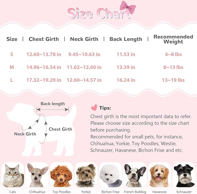 YUDODO Fleece Small Dog Sweater Dress with Bowtie, Female Fall Winter Warm Dog Clothes, Princess Sweater Dress for Small Dogs Girl (Pink, Medium)