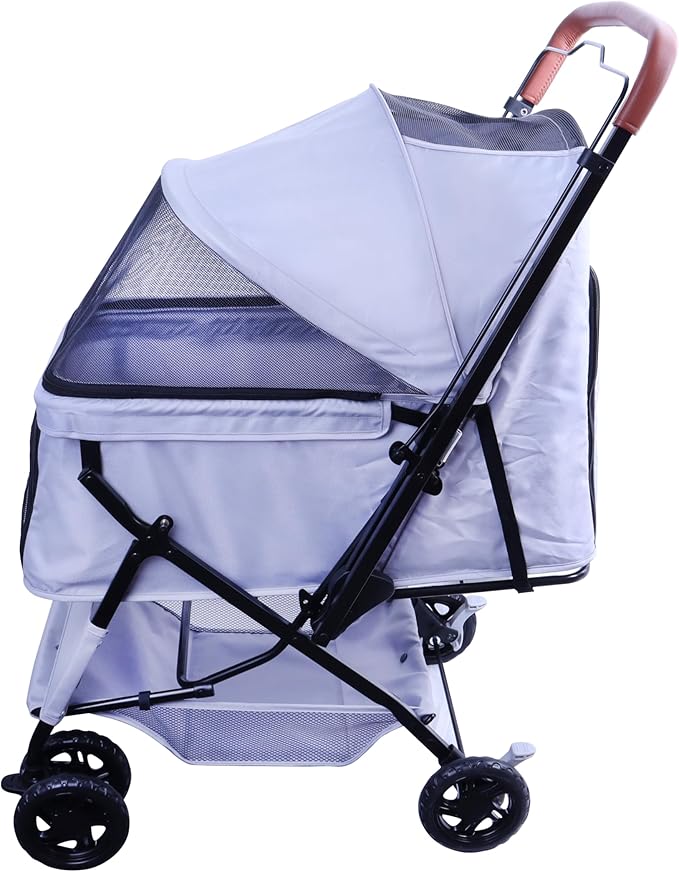 Reversible Pet Stroller (4 Wheels for Cats and Dogs) for Small and Medium Pets up to 33 lbs.Gray