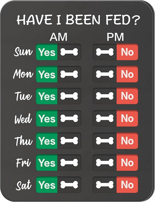 Dog Feeding Reminder, Dog Fed Sign-Daily Am/Pm Chart Slider Sign for Pet Fed and Pill Reminder, Easy to Use On Fridge Or Wall with Adhesive and Magnet,Pet Supplies