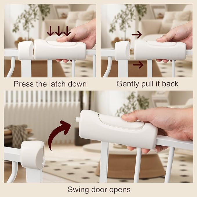 Extra Wide Baby Gate 66.9-71.65 Pressure Mounted,Child Dog Pet Safety Gates with Walk Through Door for Doorways Stairs No Drilling in Door,White
