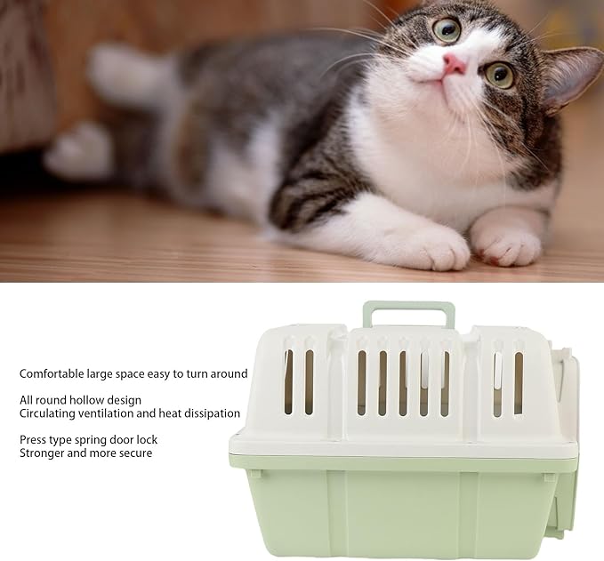 Plastic Dog Crate, Airline Approved Hard Shell Dog Kennel with Handle for Home and Travel, Large Space Portable Breathable Pet Travel Carrier for Outings and Activities (Green)