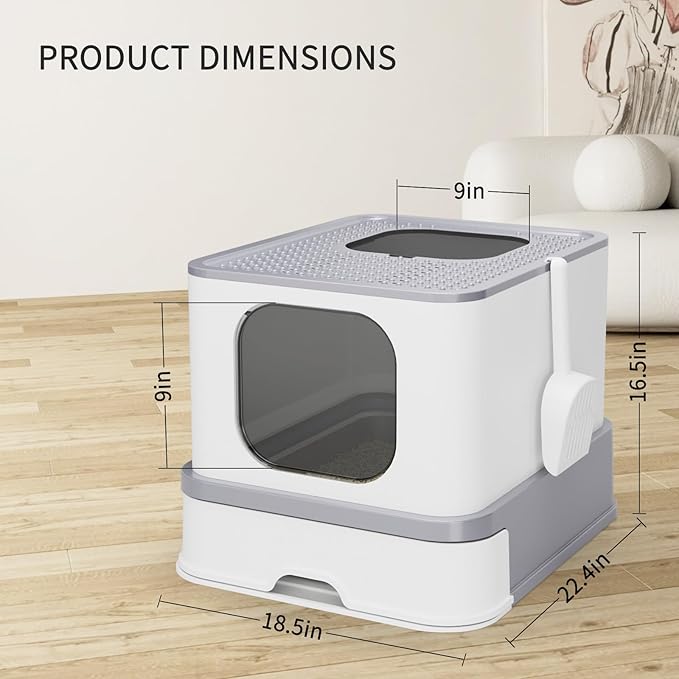 RIZZARI Stainless Steel Cat Litter Box: Large Leak-Proof Odor-Free Design - XXL Gray - for Indoor Cats Pet Owners Solution