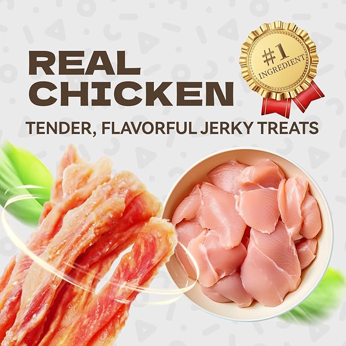 Chicken Jerky Dog Treats, Real Chicken Strips Dog Training Treats Soft Rawhide-Free Chews Healthy Snacks for Small Medium Large Breed 10.54oz