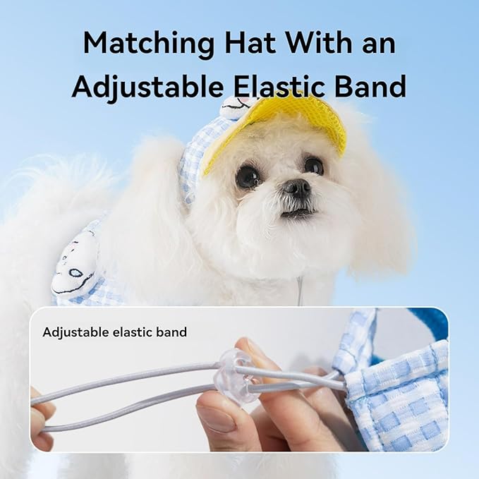 Cat Puppy Costume Leash Harness Baseball Cap 3PCs Set Cute Pet Accessories Multiple Sizes for Cat Small Dog (Blue Leash+Harness+Cap 3pcs,Medium)