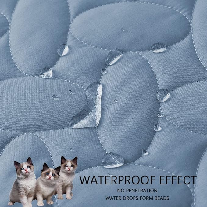 Ameritex Waterproof Pet Bed Cover Anti-Slip Dog Bed Blanket for Sofa and Furniture Waterproof New Pattern Design (Lightblue, 30x53 Inch (Pack of 1))