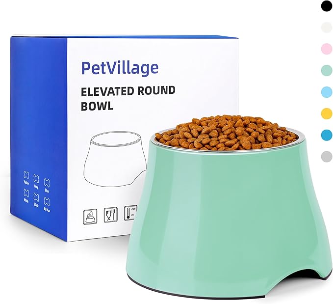 Dog Bowls,Cone Friendly Non-Slip Single Dog Bowl with Stainless Steel Inner, Raised Bowls for Small and Medium Dogs Spaniel Dogs Long Ear, High Capacity, L/3 Cups Mint Green