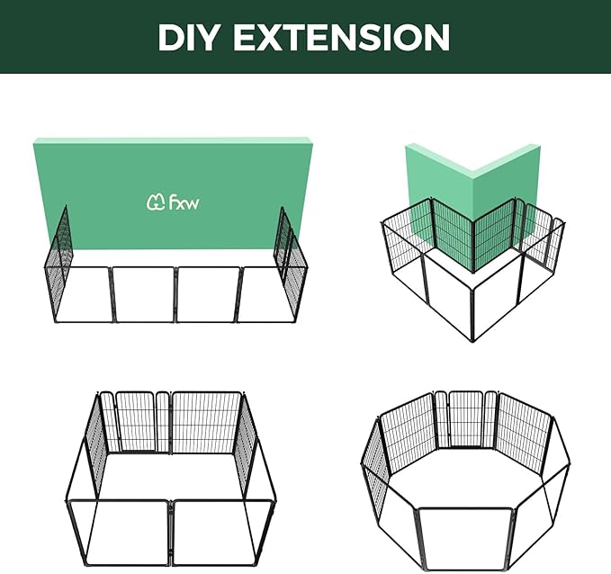 FXW Pawadise Acrylic & Wire Mesh Indoor Dog Playpen, Heavy Duty 32 Inch 8 Panels Metal Dog Pen for Small and Medium Dogs, Black│Patented