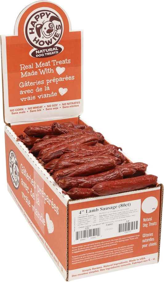 Happy Howie's Sausage Treats - Healthy Chewy Dog Treats, Flavorful Slow Cooked Lamb, Natural Ingredients, Hormone Free - Lamb, 80 Count (Pack of 1)