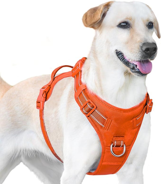 No Pull Dog Harness, Reflective Puppy Vest for Small Medium Large Sized Dog(Orange,XL)