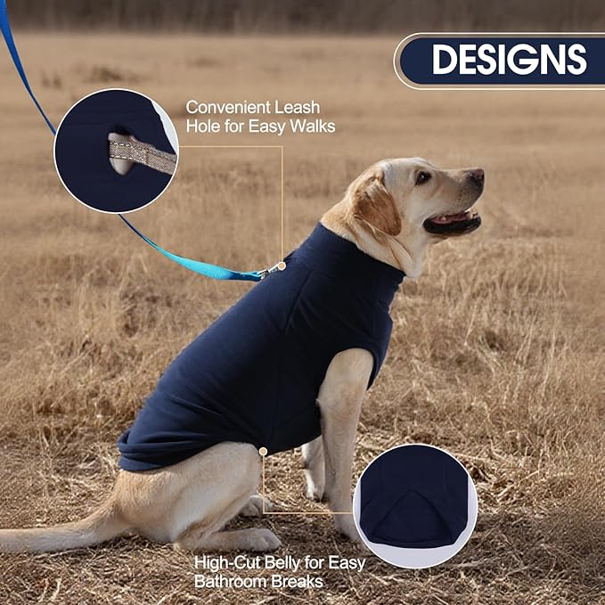 IECOii 2 Pack Dog Sweater Boy Girl - Soft, Dachshund Stretchy Fleece Sweaters with Leash Hole for Fall & Winter, Medium Dogs Coats Ideal for Home, Trips, and Walks (Size L, Blue & Red)