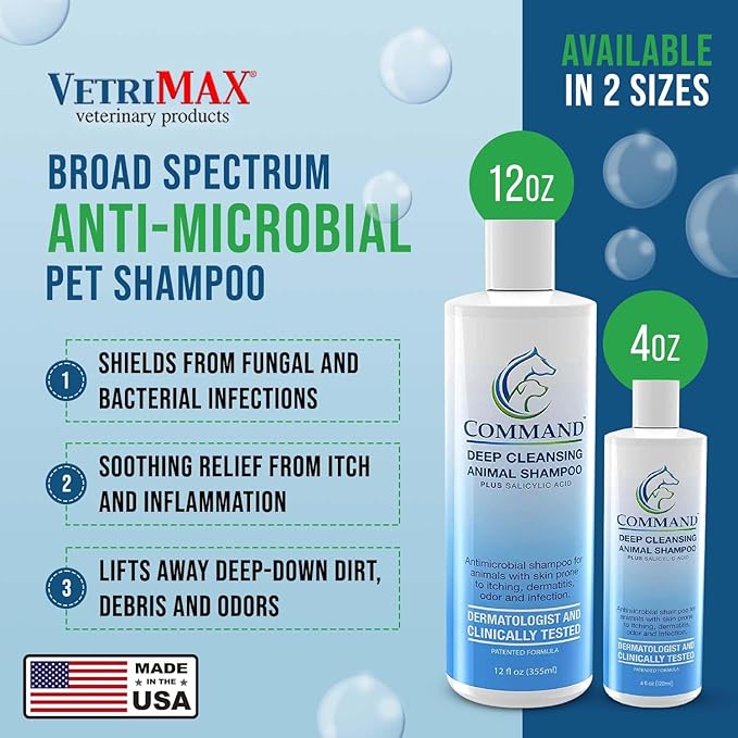 Command Medicated Dog Shampoo for Itchy Skin, Anti-Itch Relief for Allergies and Dry Skin, Healing Soothing Pet Care Formula (4 oz)