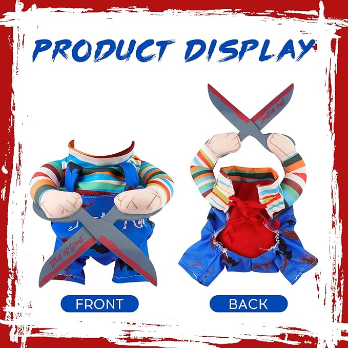 Dog Halloween Scissors Style Doll Costume, Adjustable Funny Cosplay Party Clothes for Small Medium Large Dogs Cats Pet