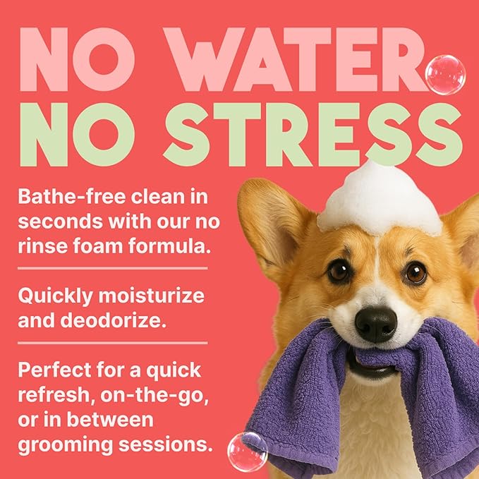 TropiClean Watermelon Waterless Shampoo | Dry Shampoo for Cats & Dogs | Cat & Dog Bath Supplies 7.4 oz | Made in The USA