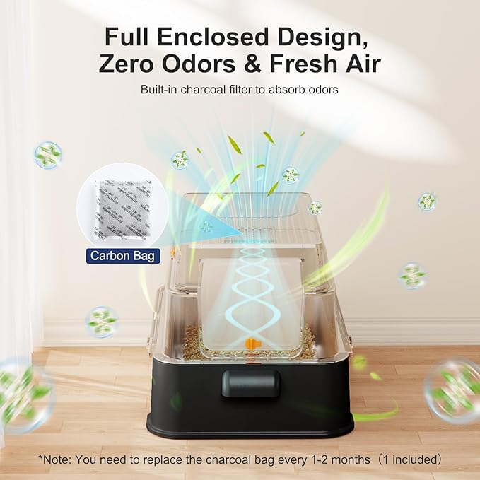 FURTIME Stainless Steel Litter Box with Lid, XL Extra Large Cat Litter Box for Big Cats, Enclosed Drawer Metal Litter Boxs with High Sided Enclosure & Mat, Front & Top Entry, Odor Free, Anti-Leakage