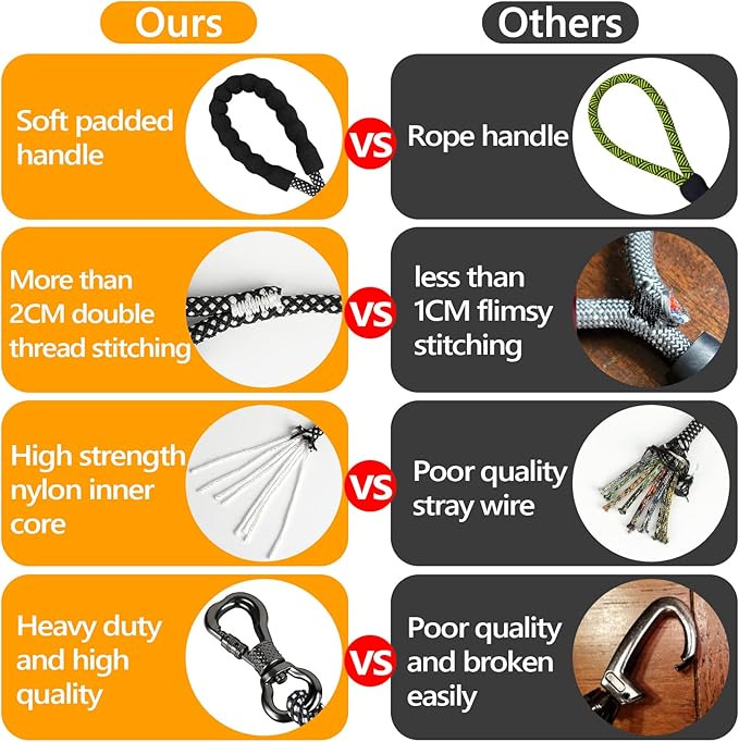 NTR 30FT Puppy Leash, Nylon Rope Long Dog Leash with Swivel Lockable Hook and Comfortable Padded Handle, Dog Line Tether for Small Medium Large Dogs Training, Playing, Camping, or Backyard