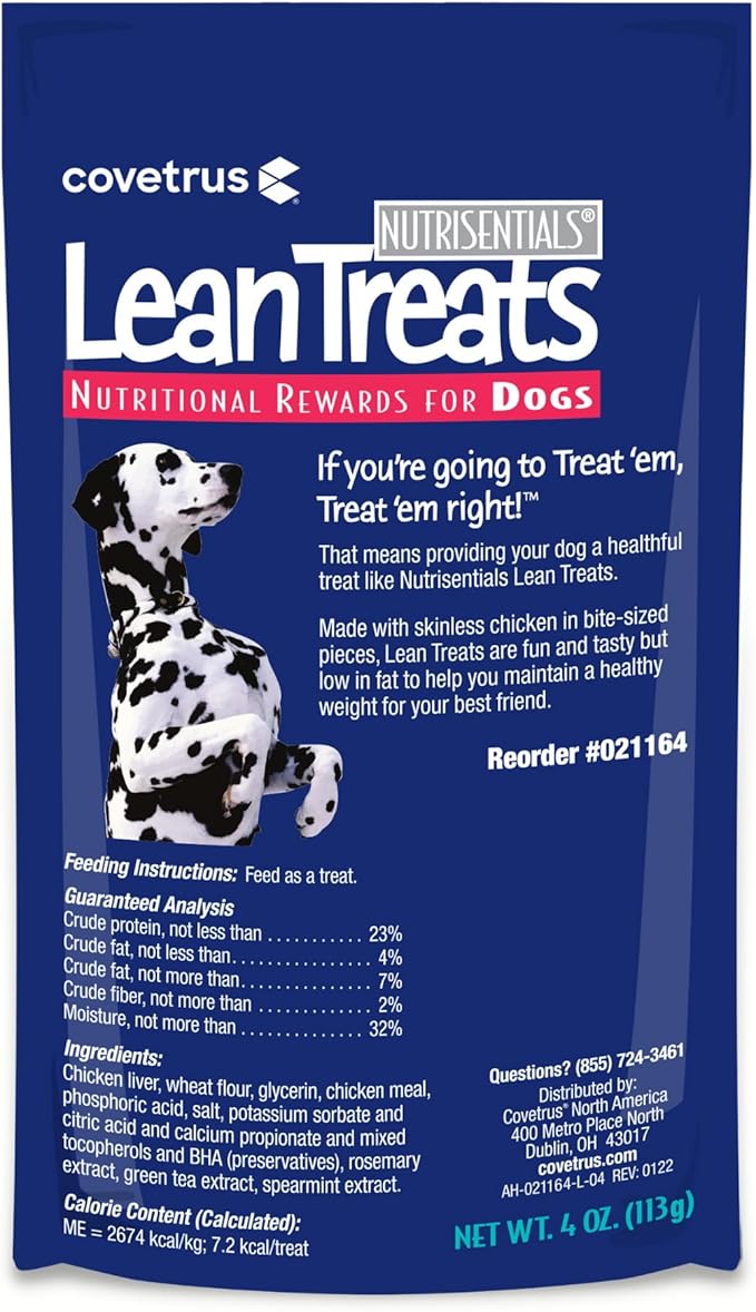 Covetrus Nutrisential Lean Treats for Dogs - Small, Medium & Large Dogs (K9) - Nutritional Low Fat, Bite-Size - Soft Chicken Flavor - 12 Pack - 4oz