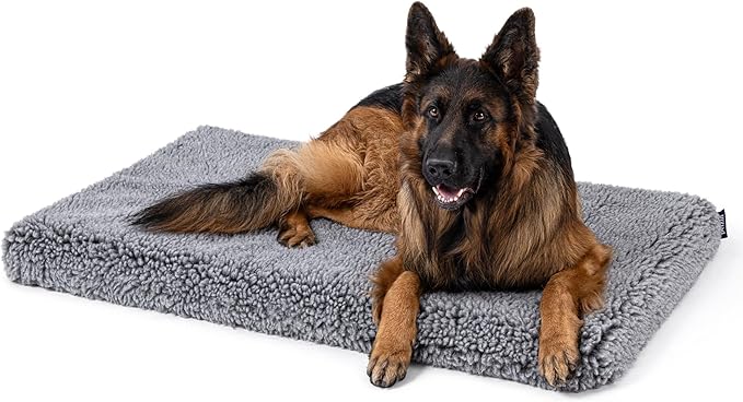 Stoutwool 4" Indestructible Dog Bed - Orthopedic Chew Proof Dog Crate Pad - Fluffy Kennel Mat for Aggressive Chewers - Ideal for Extra Large Breeds & Fits 48-Inch Crate - 47"x29", Charcoal