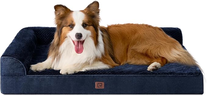 EHEYCIGA Memory Foam Dog Bed XLarge Sized Dogs, Extra Large Dog Bed Orthopedic with Washable Removable Cover, Waterproof XL Pet Bed Couch for Crate, 41x27x6 Inches, Navy Blue
