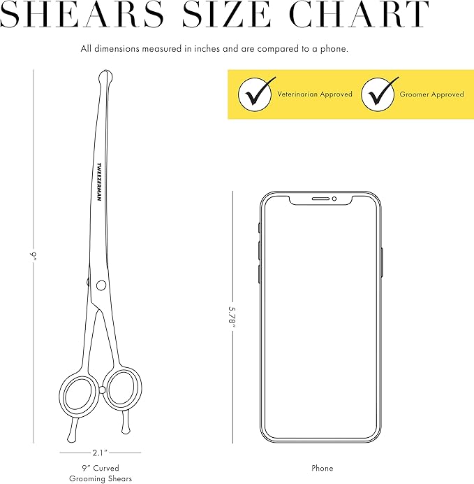 Tweezerman 9" Pet Grooming Scissors with Safety Round Tips, Professional Curved Grooming Shears for Medium to Large Dogs