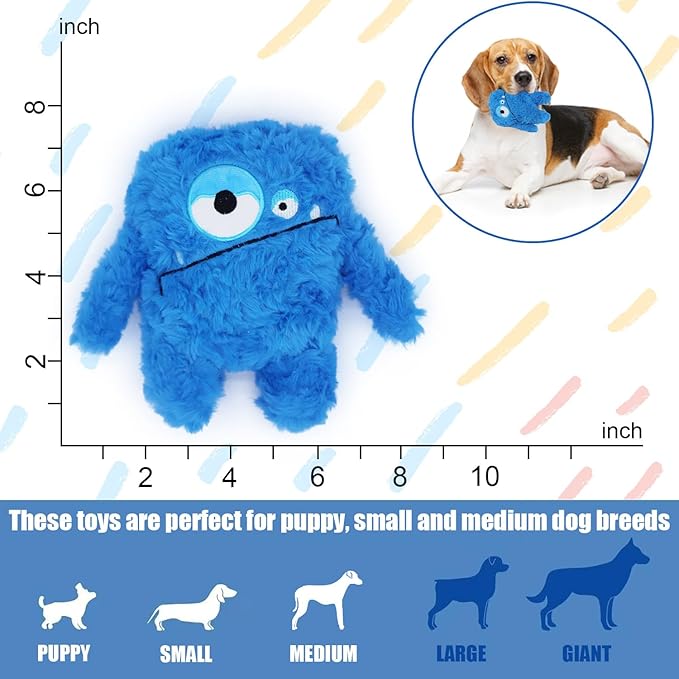 Plush Squeaky Dog Toy, Crinkle Stuffed Dog Toy Keep Them Busy Tug of War Dog Chew Toy for Small Medium Large Dogs (Blue)
