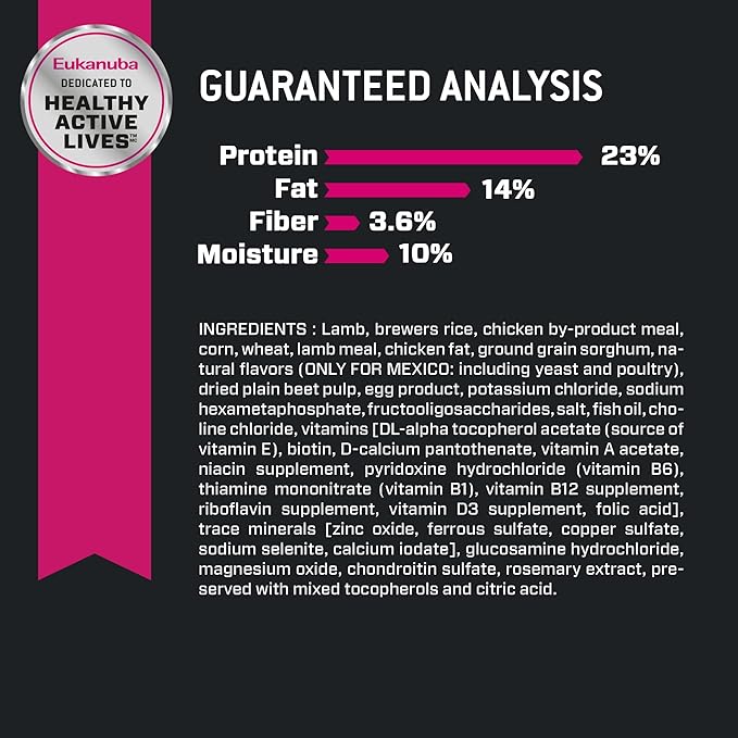 Eukanuba Adult Lamb 1st Ingredient Dry Dog Food, 15 lb