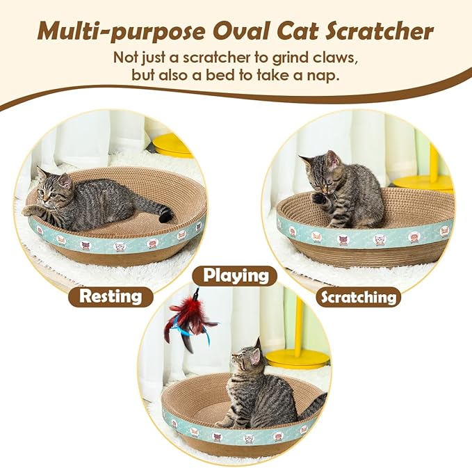 Pet Scratching Board Cat Scratch Pad for Indoor Sleeping (16.9" L x 16.9" W x 3.9" H)