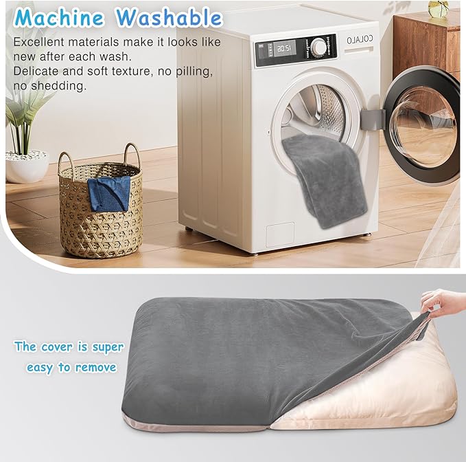 Magic Dog Super Soft Medium Dog Bed, 32 Inches Orthopedic Foam Pet Beds with Anti Slip Bottom, Dog Sleeping Mattress with Removable and Washable Cover, Grey M,32'' X 24'' X 3''