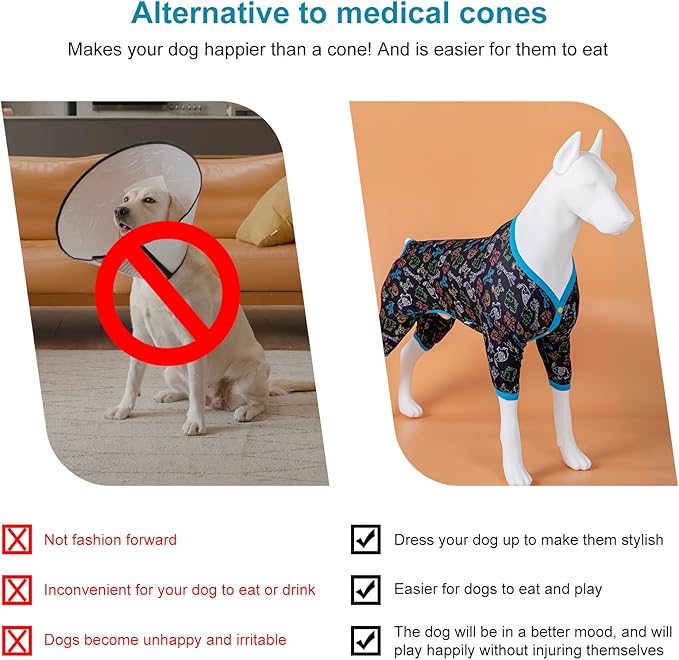 LovinPet Doberman Pajamas for Dog, Lightweight Stretchy Fabric, Jungle Friends Grey Print, Uv Protection Shirt, Easy to Wear Large Dog Pjs, Onesies for Dogs, Pajamas for Pitbulls, 2XL