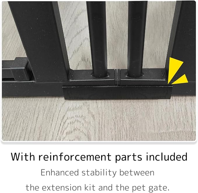 Lumizone Extra Tall Cat Gate Extension Kit 61.02" High Pressure Mounted 2025 New 12.60" Extra Wide 1.37" Gap No Drilling Tall Pet Gate for Dogs (Black, 12.60"/32CM)