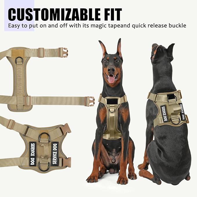 Demigreat Service Dog Harness, Reflective Dog Vest Harness with 5 PCS Patches, Adjustable Soft Oxford Pet Harness, Inner Layer Mesh, Easy to Control for Small Medium Large Dogs