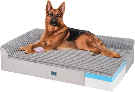 Veehoo Orthopedic Dog Bed for Large Senior Dogs, 7 Inch Thick XXL Memory Foam Dog Bed with L Shaped Bolsters, Orthopedic Pet Couch with Waterproof Liner & Removable Washable Cover, 52"x36"x7"
