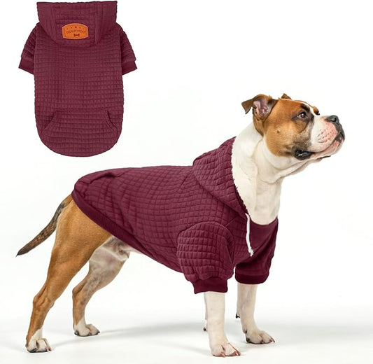 BEAUTYZOO Dog Sweaters for Large Dogs Girls Boys, Warm Winter Dog Hoodie Sweatshirt with Pocket & Leash Hole,Soft Waffle-Like Laminated Cotton Pet Clothes for Big Breeds Indoor Outdoor Cold Weather