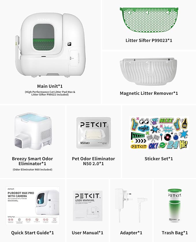 PETKIT 2025 New Purobot Max Pro Cat's Facial Recognition AI-Camera Automatic Cat Litter Box, 210° Wide Angle, 5G WiFi App Control Self Cleaning Cat Litter Box Large, Odor-Free & Integration Safety