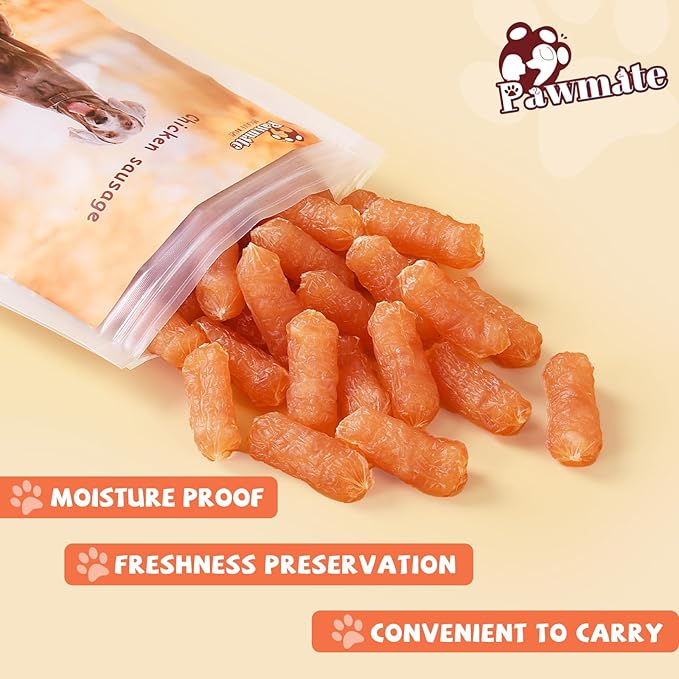 Dog Treats Chicken Sausage, Natural Chicken Jerky Training Treats with Glucosamine, Chondroitin, MSM and Taurine, Low Fat Soft Chewy Snacks for Small Medium Dogs, 10.6oz