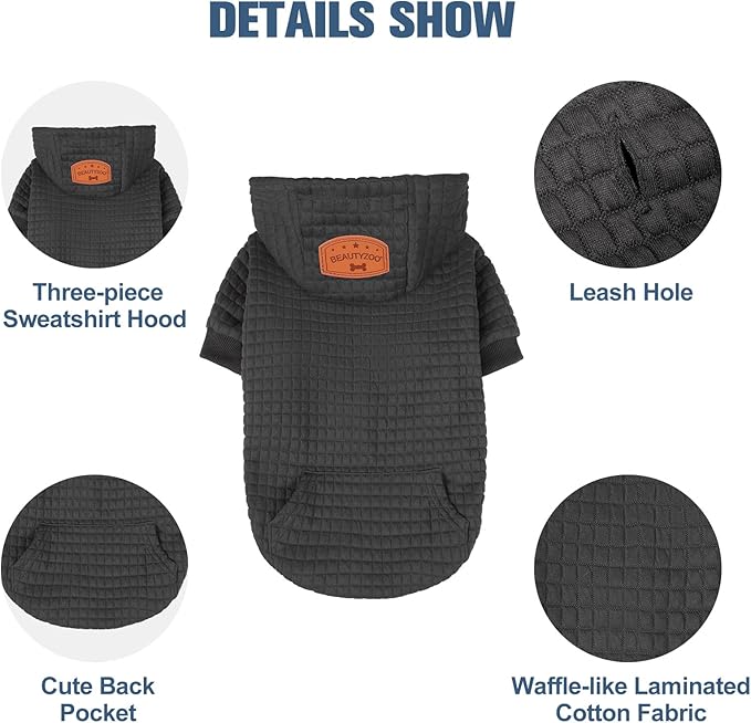 BEAUTYZOO Dog Hoodie for Small Medium Large Dogs, Winter Fall Warm Dog Clothes for Puppy S M Sized Dogs Girl Boy, Dog Sweater Shirt Hoodies with Pocket Bulldog Pitbull Cat Clothing Coat- Black