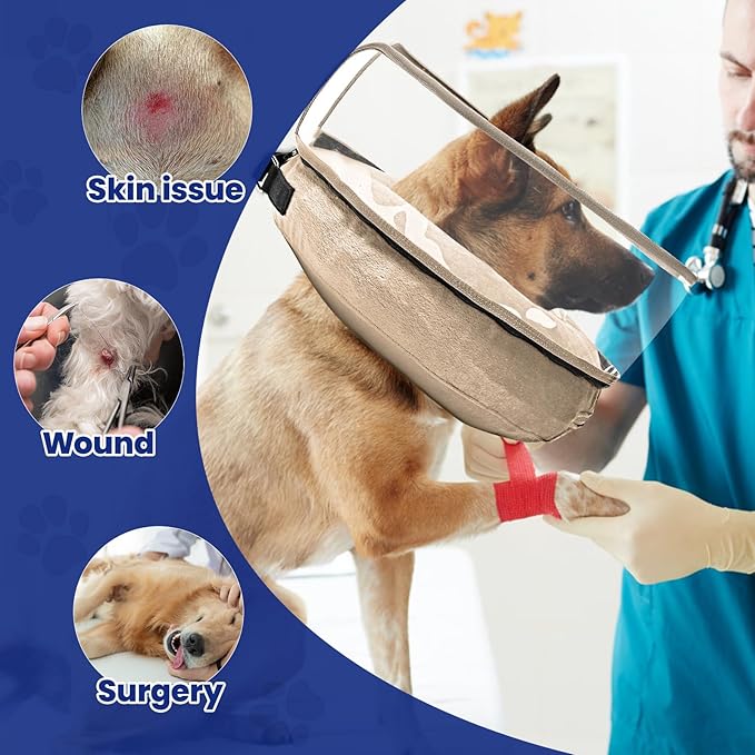 BARKLESS Dog Cone, Inflatable Dog Cone After Surgery for Small Medium Breeds, Soft Surgery Collar with Enhanced Anti-Licking Guard Shield for Pets, Patented Protective Donut Collar