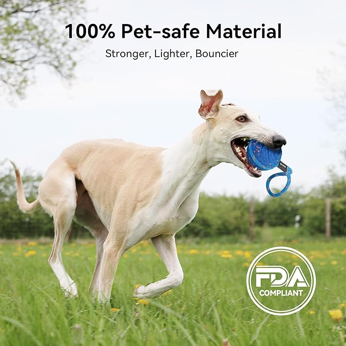 Cheerble Smart Interactive Dog Rope Toy Tug of War, Wicked Ball AIR Rope, Automatic Moving, Bouncing, and Rotating, E-TPU Material, IPX7 Waterproof Rating, Active Rolling Ball (Blue)