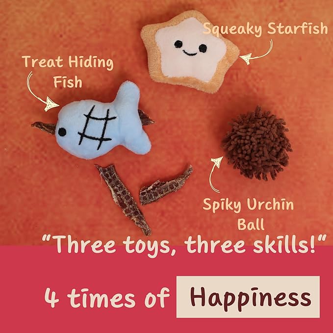 Squeaky Dog Toys, Plush Puzzle Hide and Seek Puppy Toys to Keep Them Busy – Cute Stuffed Dog Chew Toys for Small, Medium Breed - Crab