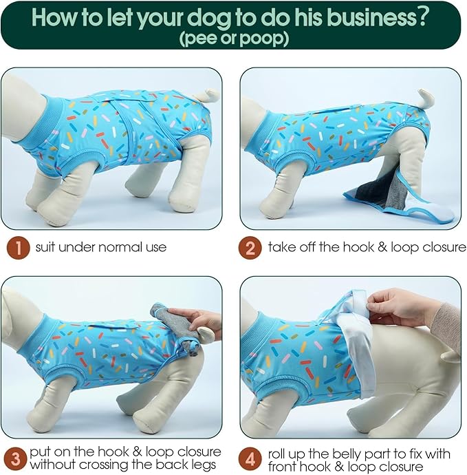 Kuoser Dog Surgery Suit, Dog Surgery Suit Male Neuter, Comfy Doggie Recovery Suit Doggie Onesie, Post-Op Onesie for Female & Male Dogs, Soft Protective Wear, BlueRibbon XL